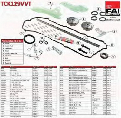 FAI AUTOPARTS tck129vvt -  Комплект цепи привода распредвала